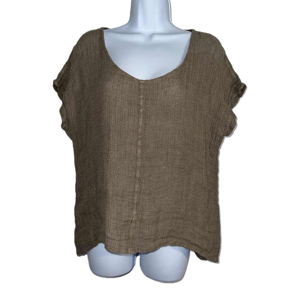 FLAX by Jeanne Engelhart Open-Knit Linen Box Top Petite (S) Boho Lagen look